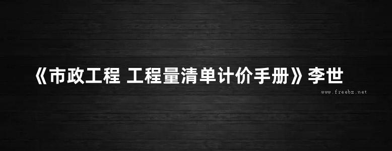 《市政工程 工程量清单计价手册》李世华、李智华